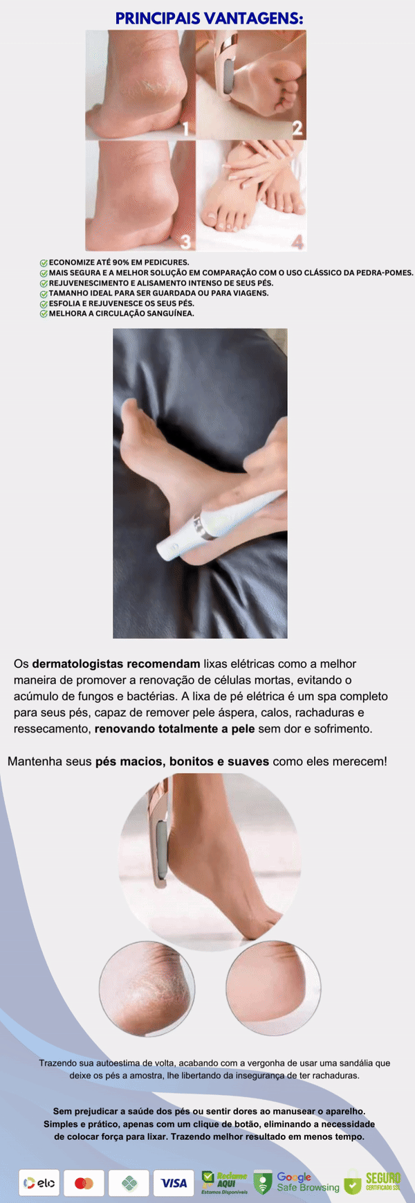 Lixa Elétrica Portátil dos Pés.